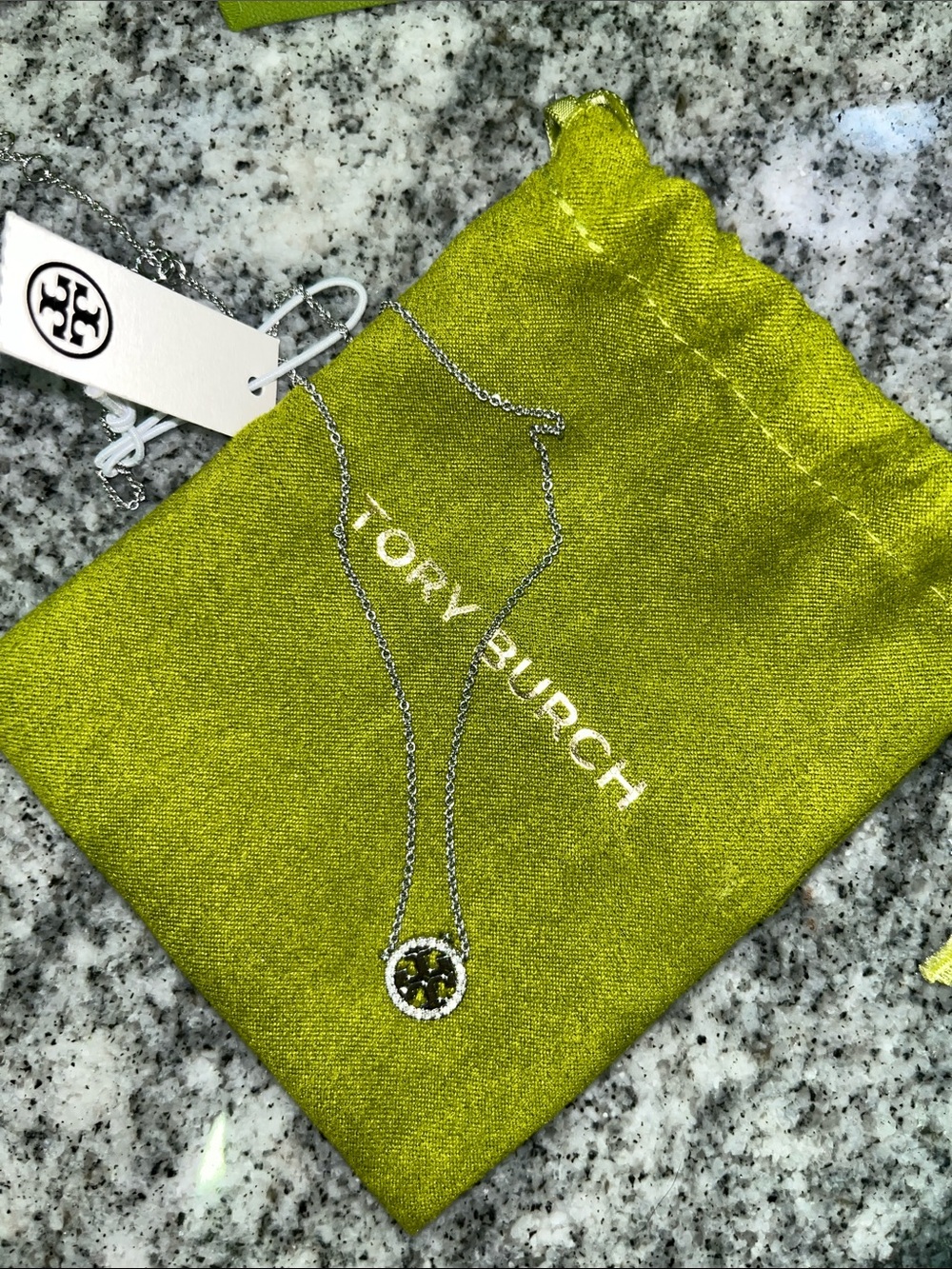 Tory Burch Miller Pave pendant necklace new with tags/ box